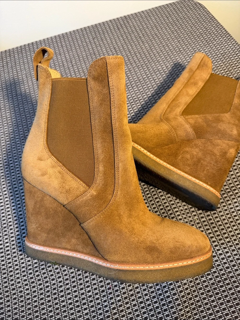 Veronica Beard Womens Aari 2 Brown Suede Wedge Boots Shoes 8 M